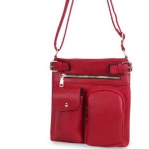 Brand New woman's Crossbody bag Red Faux Leather